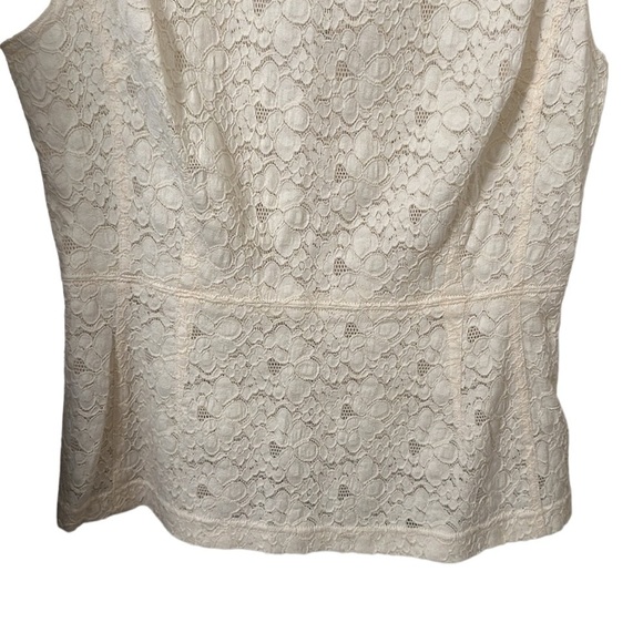 Rebecca Taylor Women’s Ivory Off White Sleeveless Lace Peplum Blouse Size 10 - Picture 3 of 8